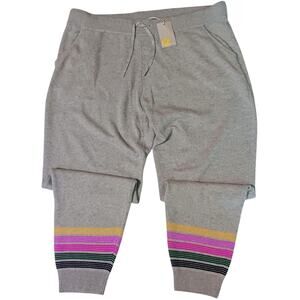 Boden Gray Pants with Colorful Striped Cuffs